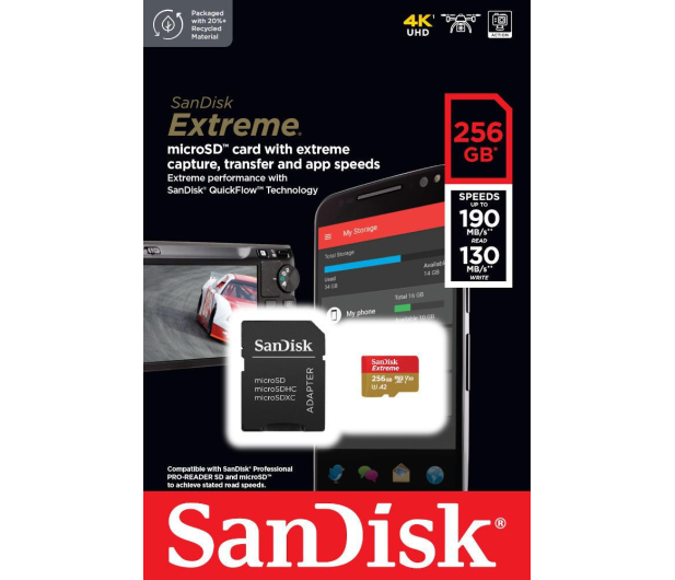 Sandisk 256GB microSDXC Extreme 190MB/s A2 C10 V30 UHS-I U3 - 1058579 - zdjęcie 2